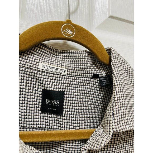 Hugo Boss Men's Button Long Sleeve Dress Shirt Slim Fit Size XXL Geometric - Picture 4 of 8